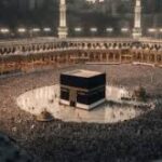 Pilgrims performing Tawaf around the Kaaba in the Mataf area during Hajj season.